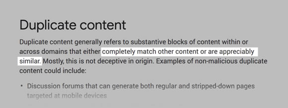 تعریف duplicate content در گوگل